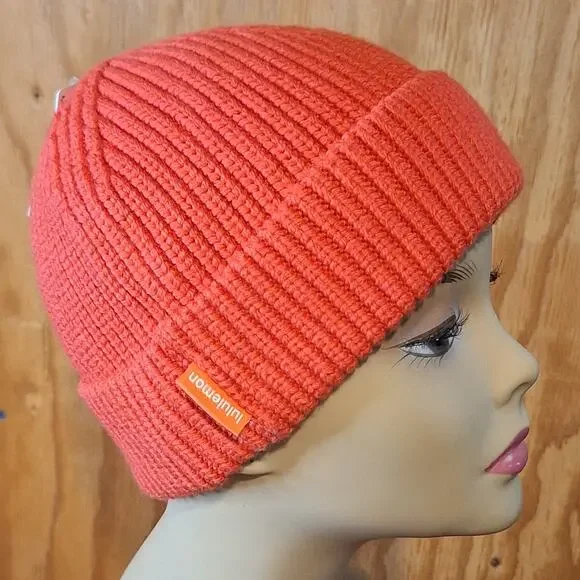 NWT Lululemon Athletica Beanie Women's S/M Deep Coral Wool Gorpcore Cozycore - Picture 2 of 8